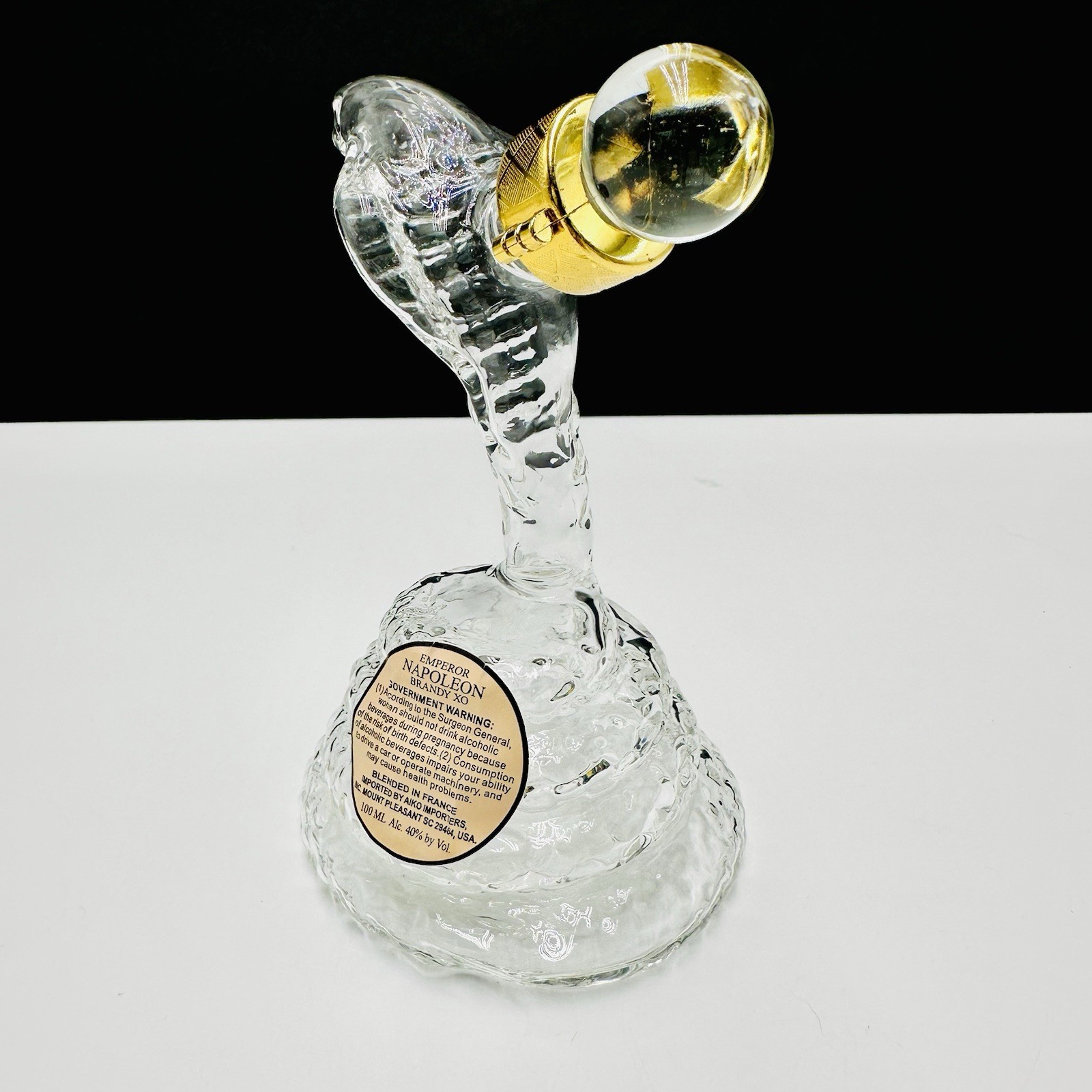 Emperor Napoleon Brandy XO Clear Glass Empty Snake/Cobra Shape Bottle