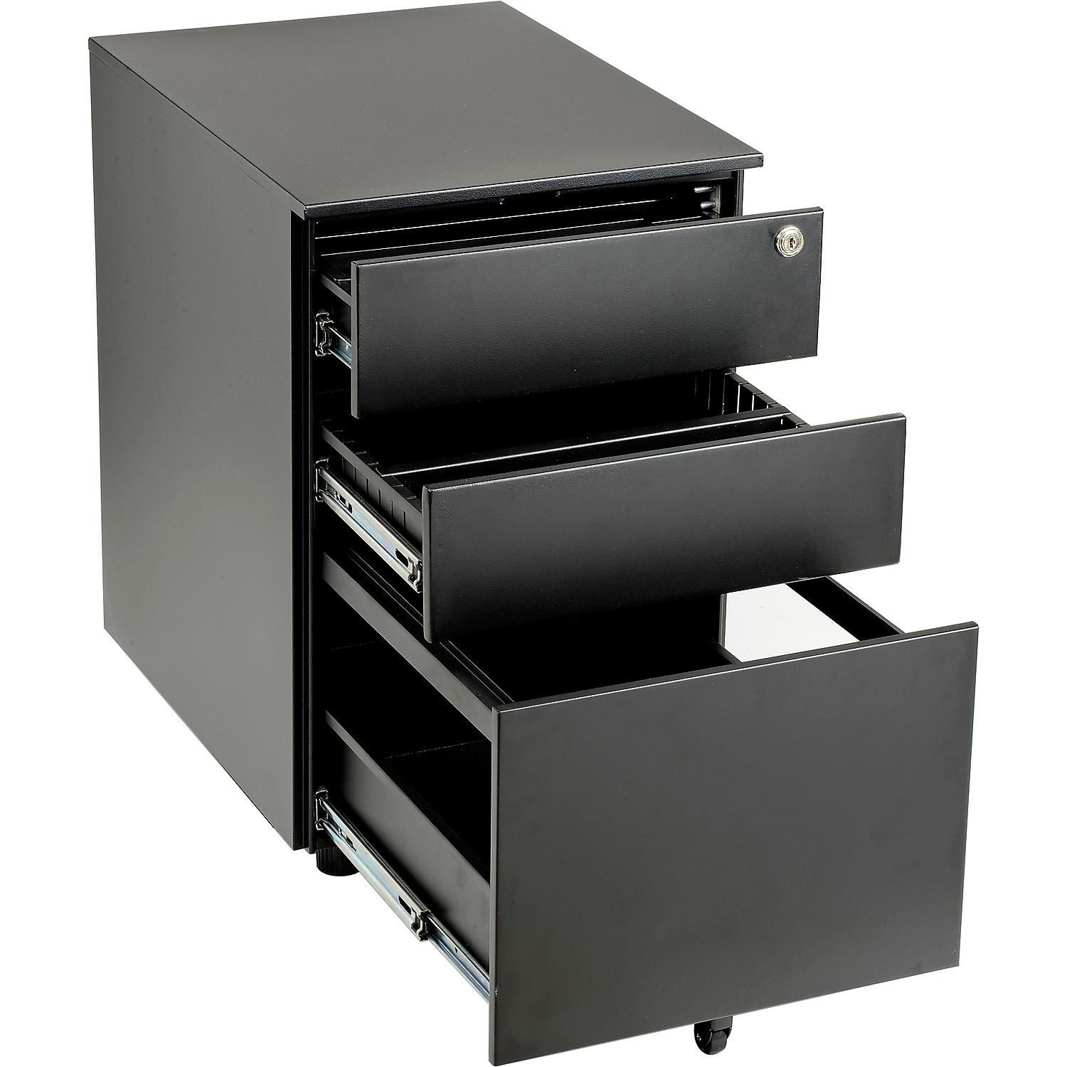Global Industrial 3 Drawer Low File Cabinet Black