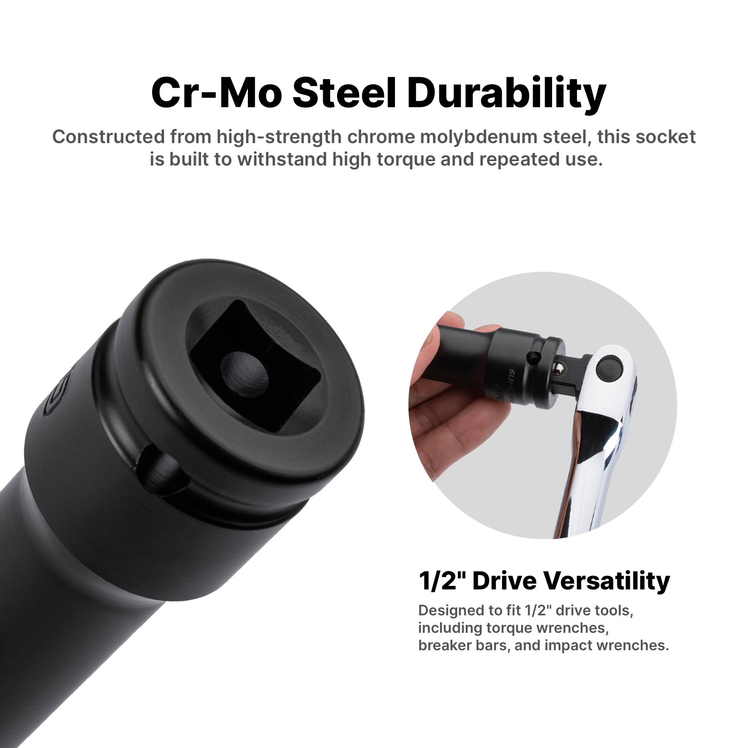 Capri Tools 1/2 in. Drive Extended Wheel Lug Nut Socket, 21 mm