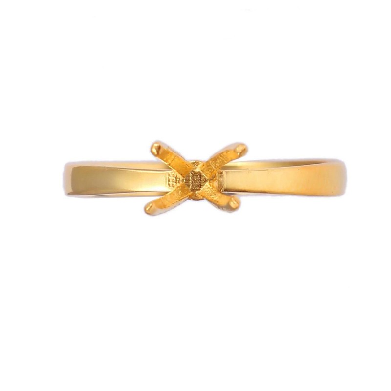 6mm Round Semi Mount Ring 925 Sterling Silver Gold Plated Solitaire Setting Ring