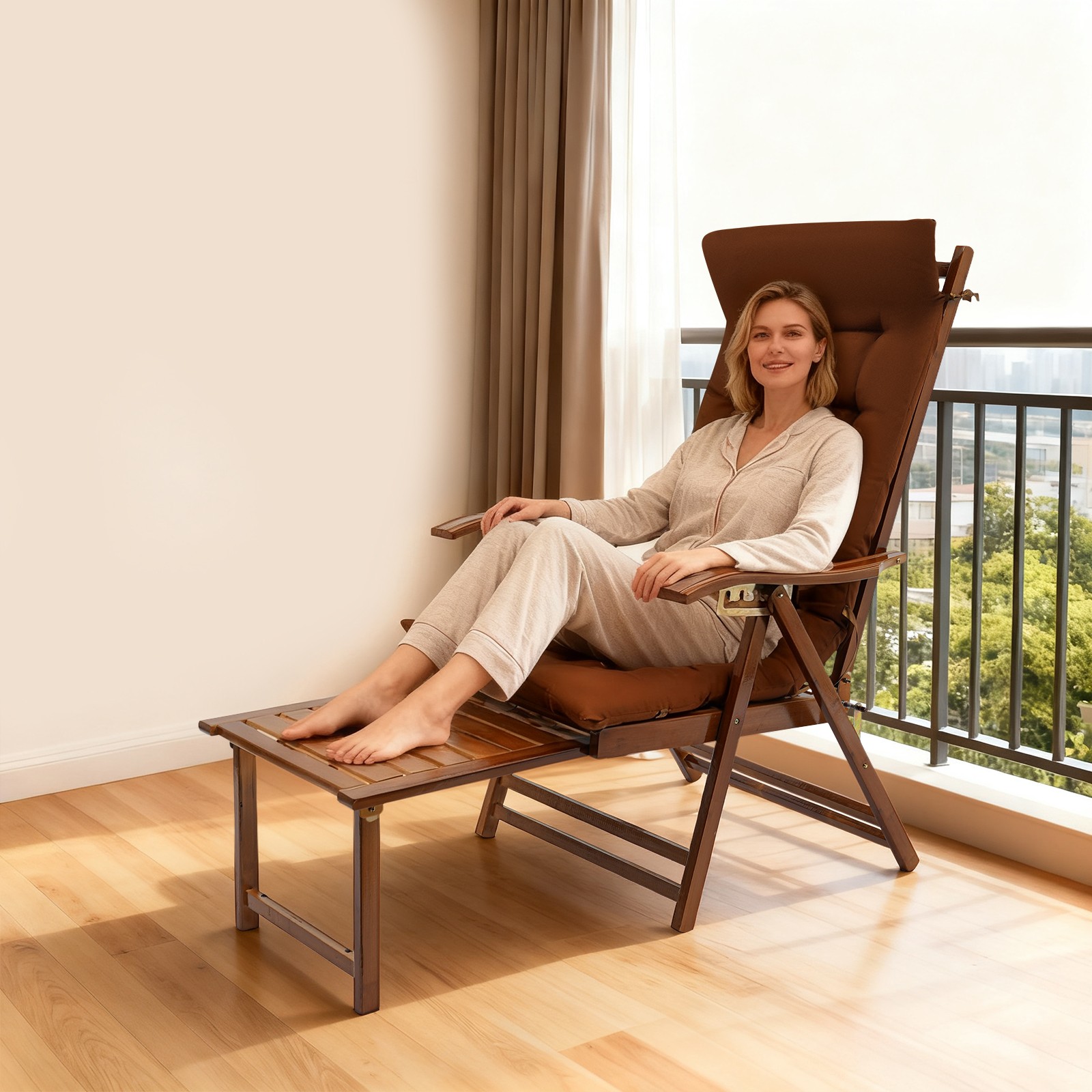 18.11*12.99in Folding Reclining Chair With Adjustable Backrest For Living Rooms