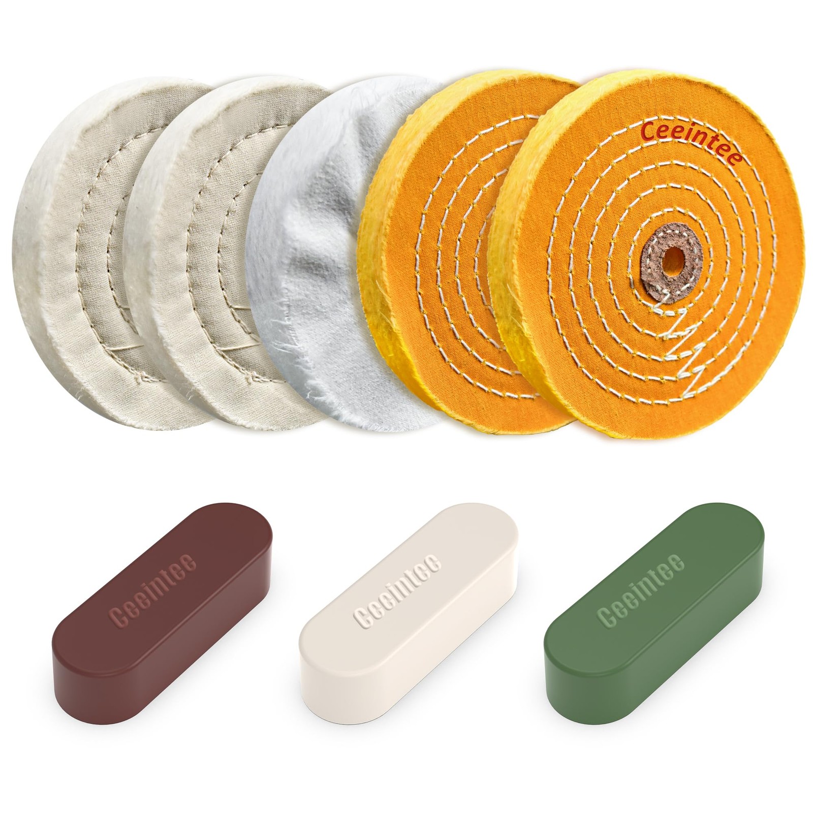 8 Pack 6 Inch Polishing Wheel for Bench Grinder, Include 1/2" Arbor Hole 2 Ye...