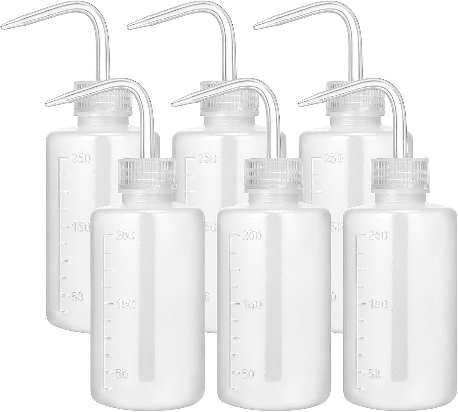 6-Pack 250ml Squeeze Bottles for Liquids, LDPE Plastic Safety Squirt Bott