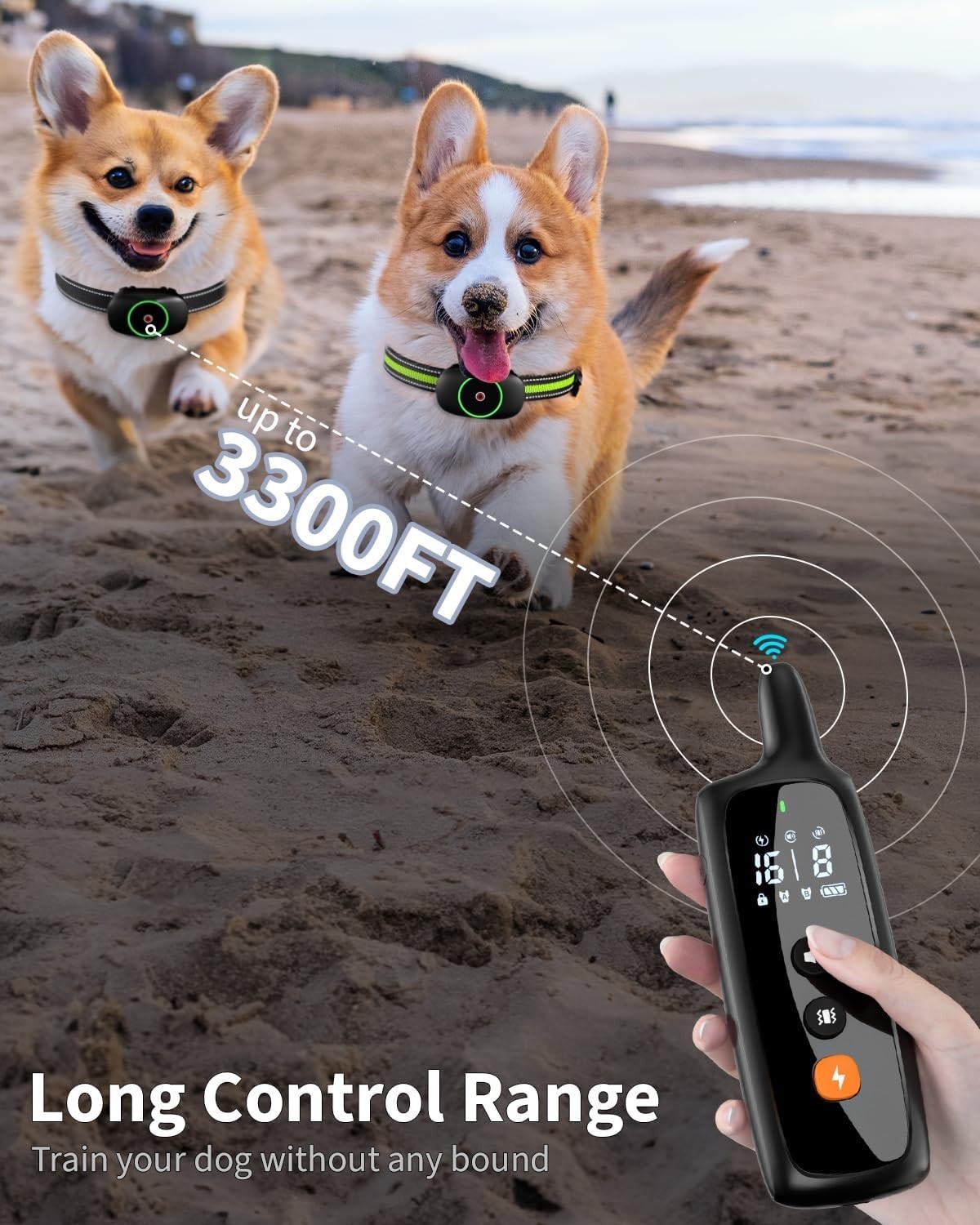 Woehraed 2PACK Dog Electric Training Collars Remote Waterproof E-Collar - White