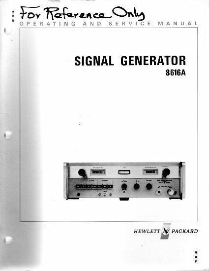 Original Hewlett Packard Signal Generator 8616A Operating&Service Manual