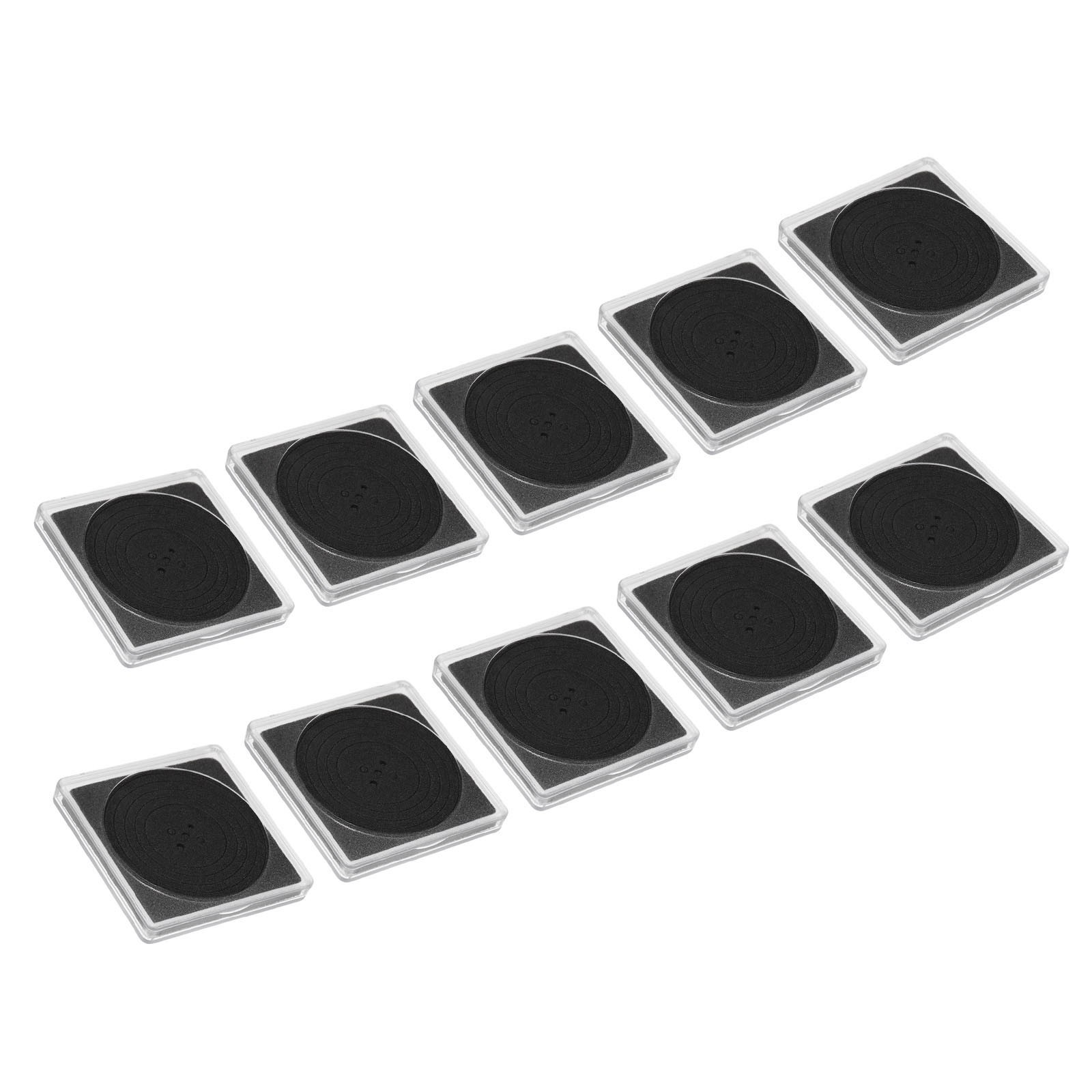 Coin snap holder, 10pcs square case collection 20/25/30/35/40mm, black