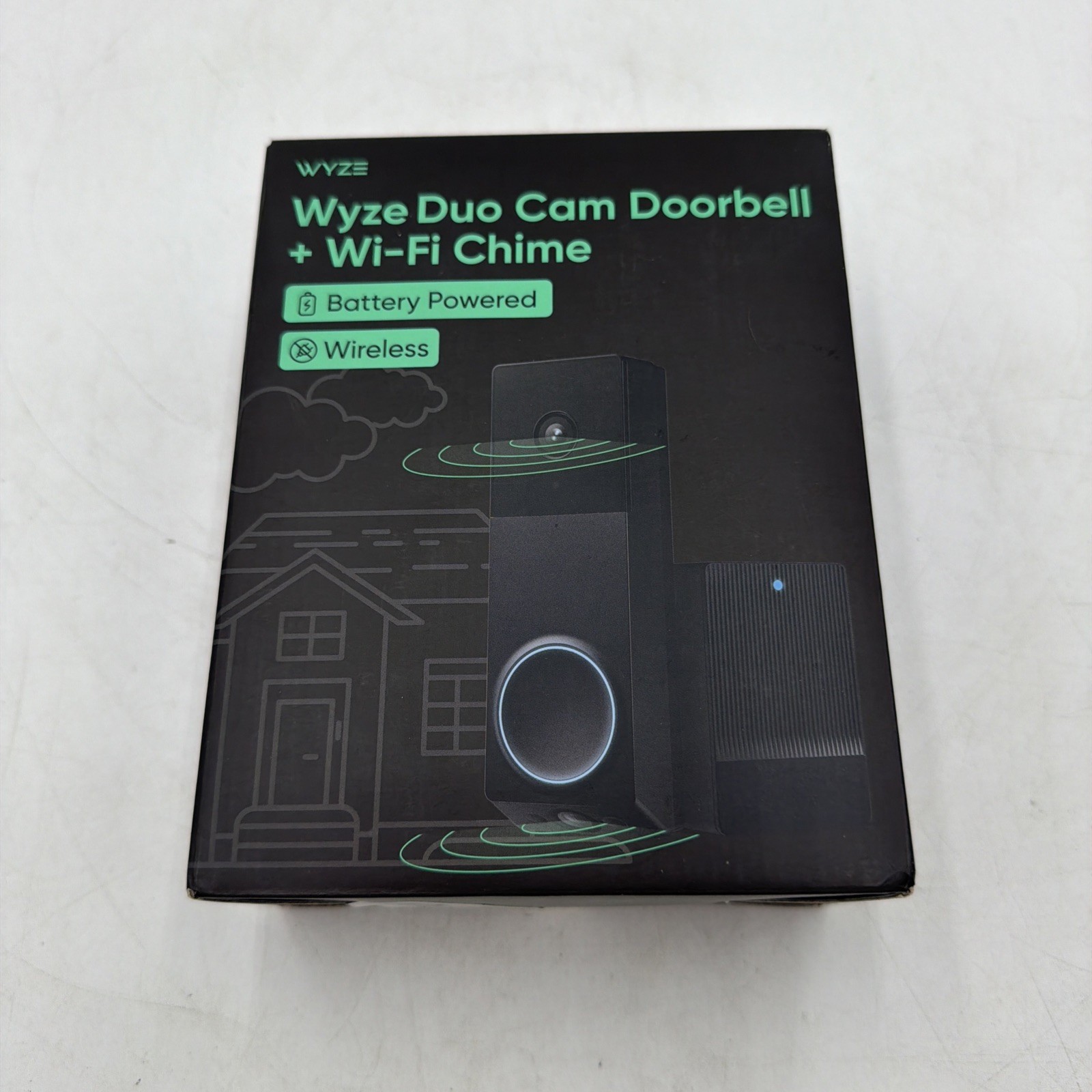 Wyze Duo Cam Battery Doorbell + Wi-Fi Chime, Black Open Box
