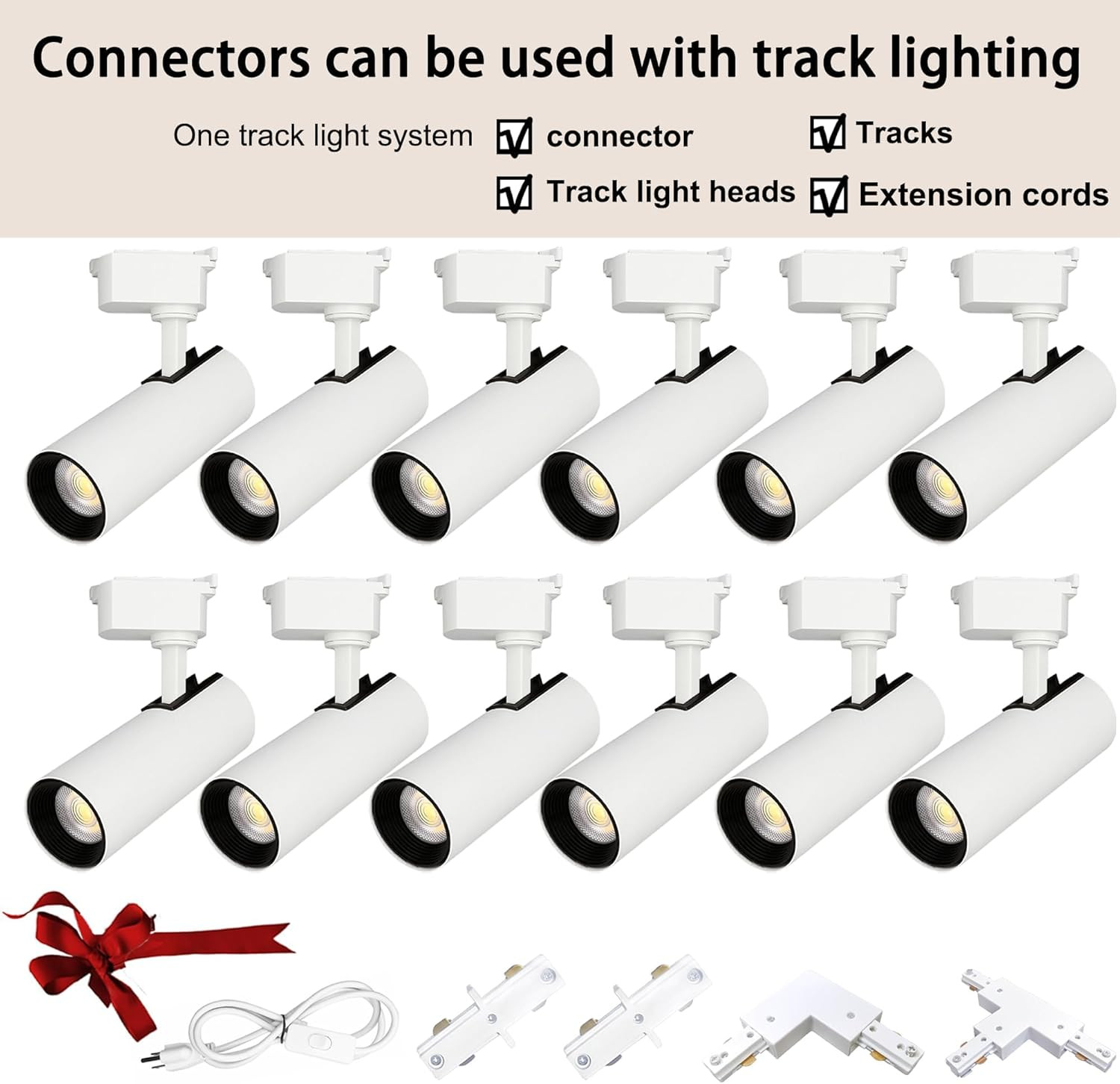 H Type Track Lighting Accessories, White Flexible Connector for Single Circuit 3