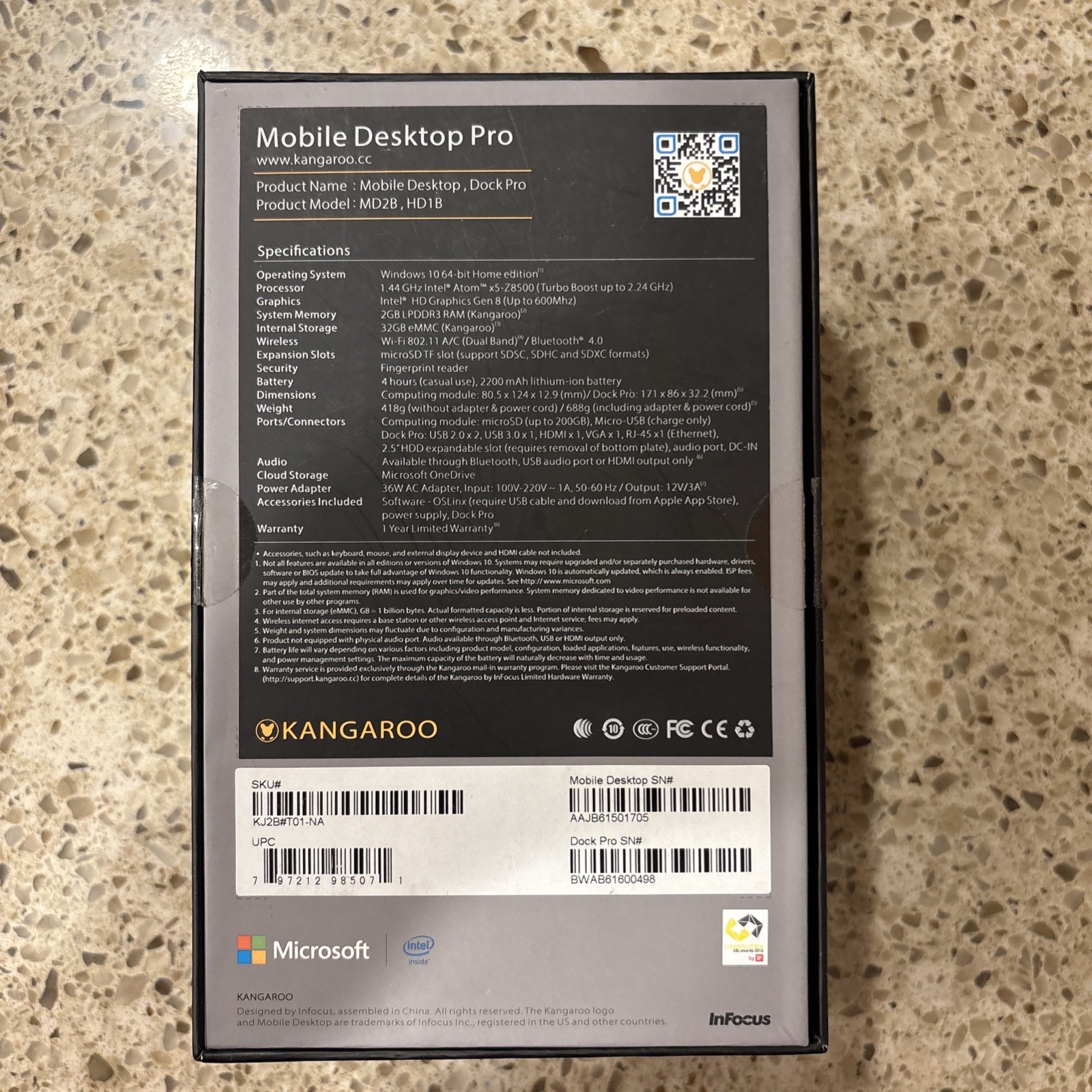 Kangaroo Mobile Desktop Computer MD2B HD1B 1.44GHz 2GB 32GB BLUETOOTH