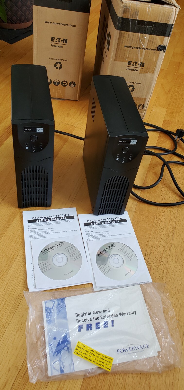 Two Eaton PW5110 1000 1000VA 600W 120V UPS Computer Power Backup Needs Batteries