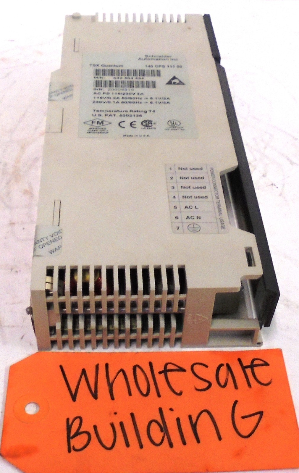 SCHNEIDER AUTOMATION, MODICON POWER SUPPLY, 140 CPS 111 00, 115V/0.2A, 50/60HZ