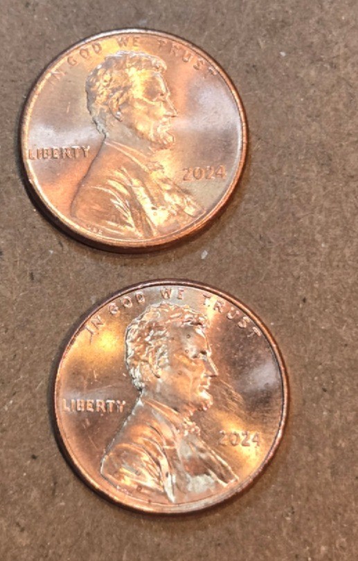 2  2024 P Lincoln Shield  -Actual Coins -AU (CIRCULATED) -FREE SHIPPING   (L11)