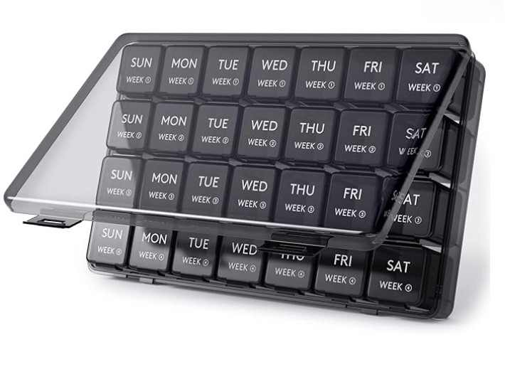 Neatitube Monthly Pill Organizer, 28 Day Pill Box, One Month Vitamin Cases