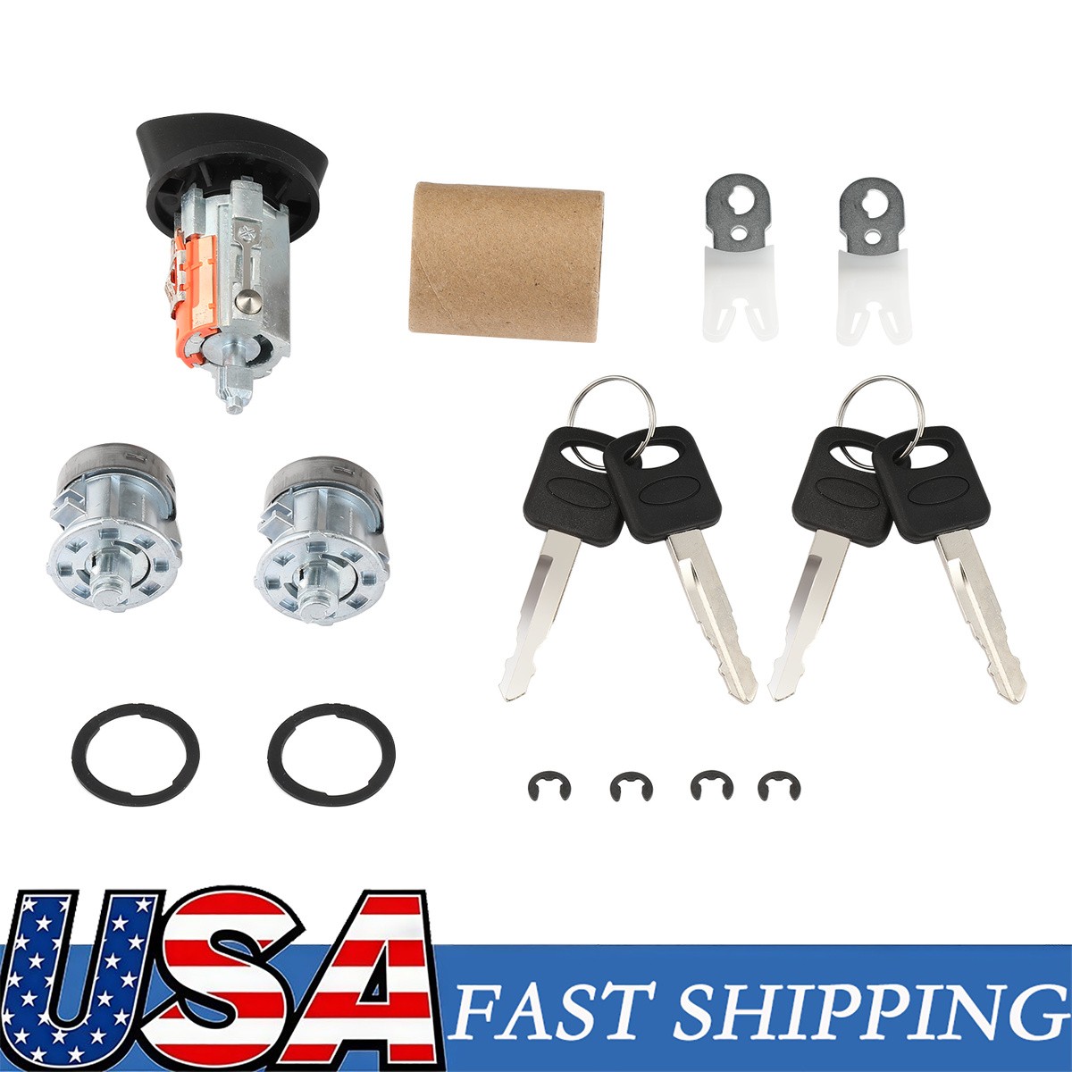 Door Lock Cylinders Set Ignition Switch with Keys For 97-07 Ford US