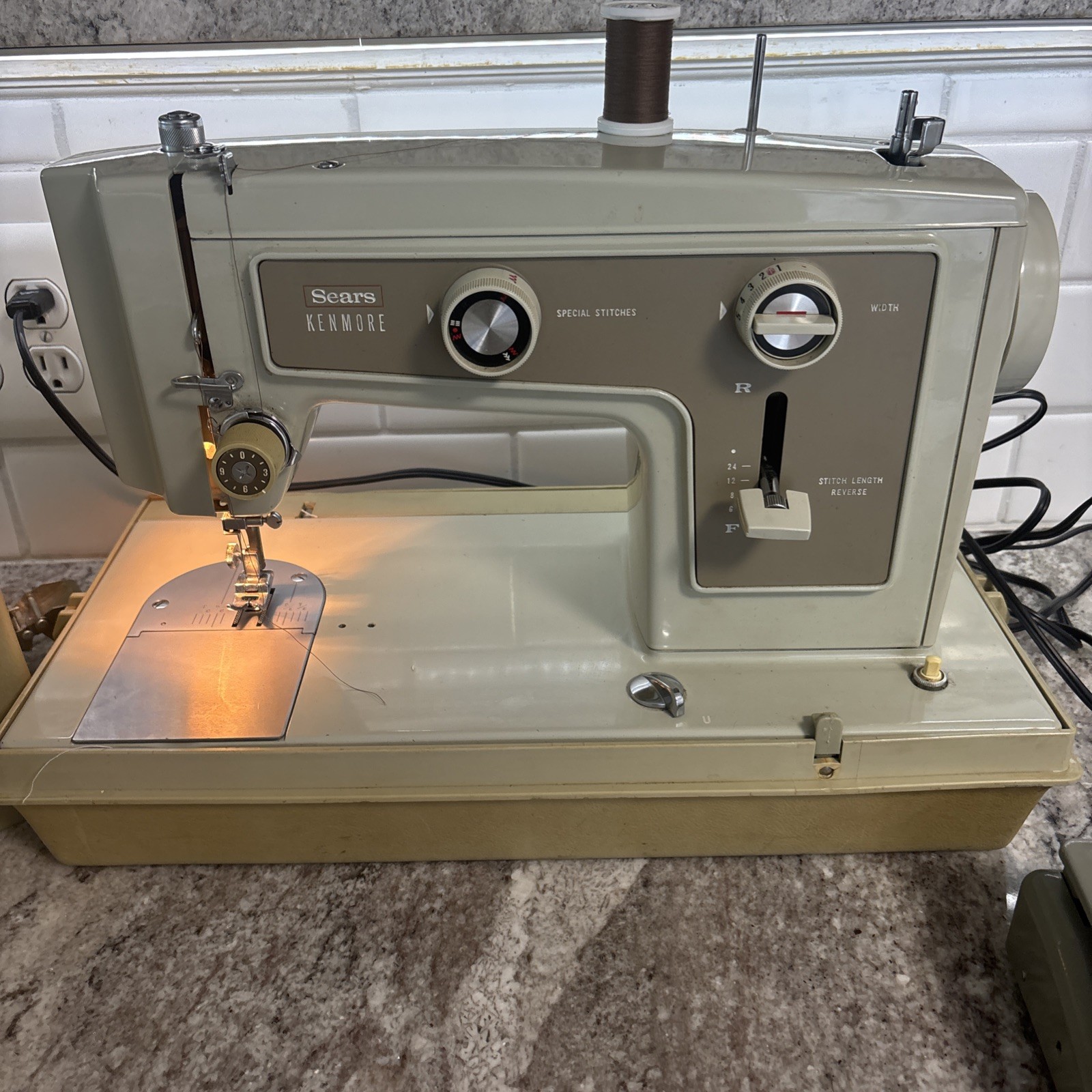 Retro Kenmore Heavy Duty, Sewing Machine Model 148.12501 W/Case, Pedal- Works!