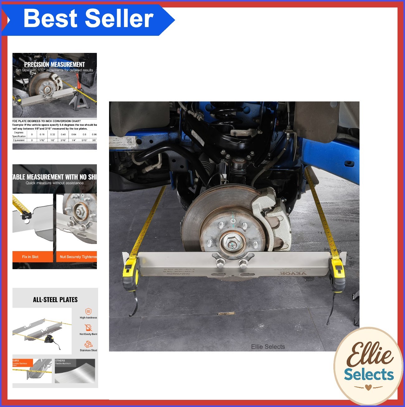 Wheel Alignment Tool Toe Plates Accurate Measurements 2 Tape Measures Stainless