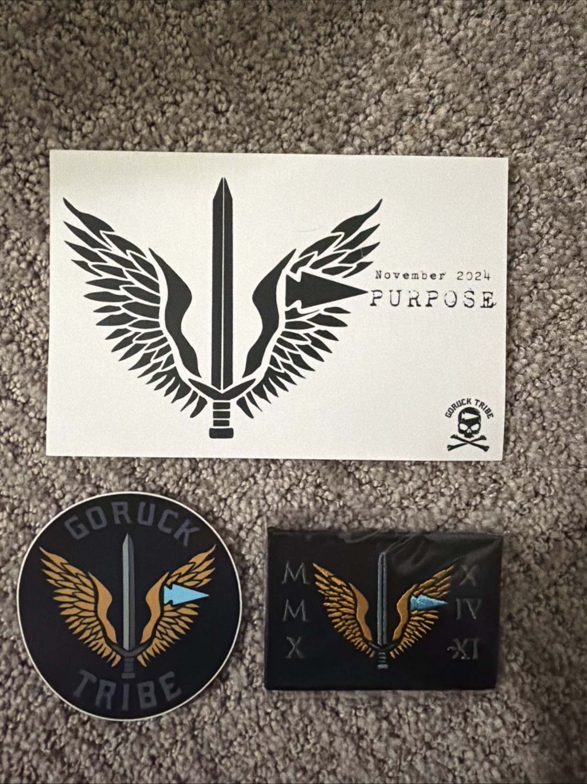 GORUCK Tribe November 2024 Purpose Patch + Sticker + Workout Card Set