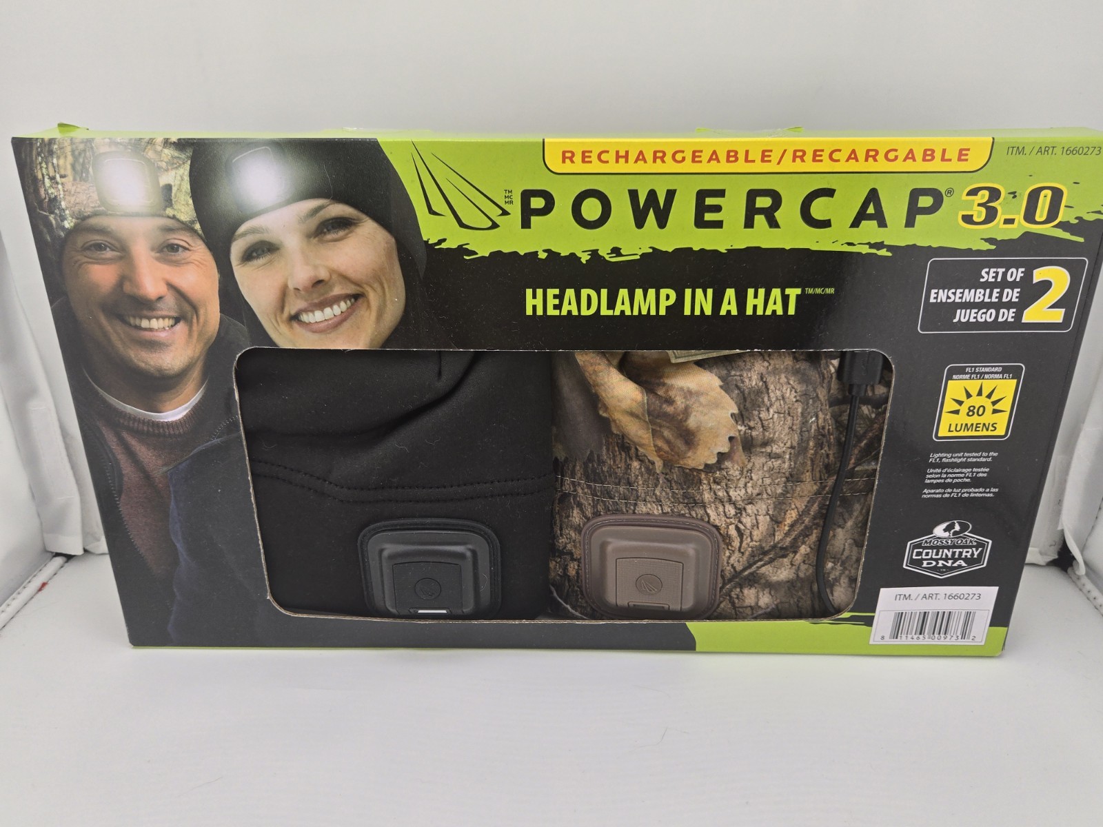 PowerCap 3.0 Headlamp Hat 2 Pack Black Mossy Oak DNA Rechargeable 150L -New