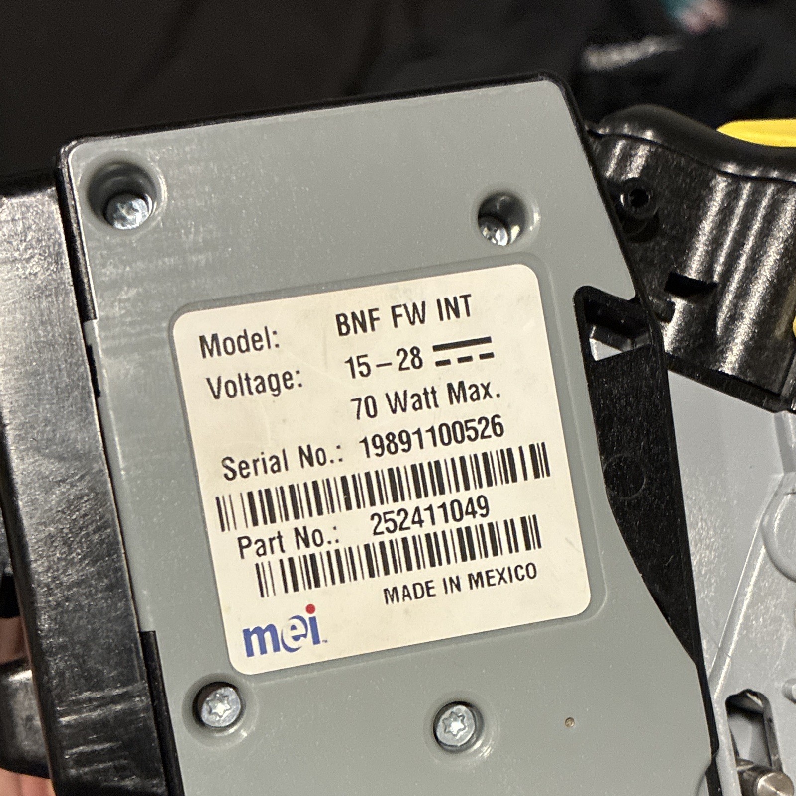 MEI SC Advance Bill Validator Module Model BNF FW INT Part No. 252411049