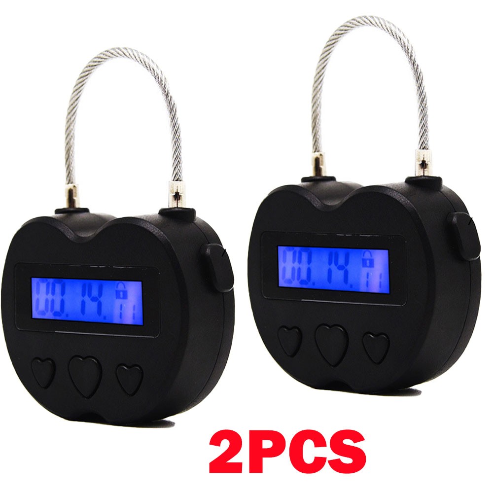 2X Black Time Locks LCD Display Time Lock Multifunction Travel Electronic Timer