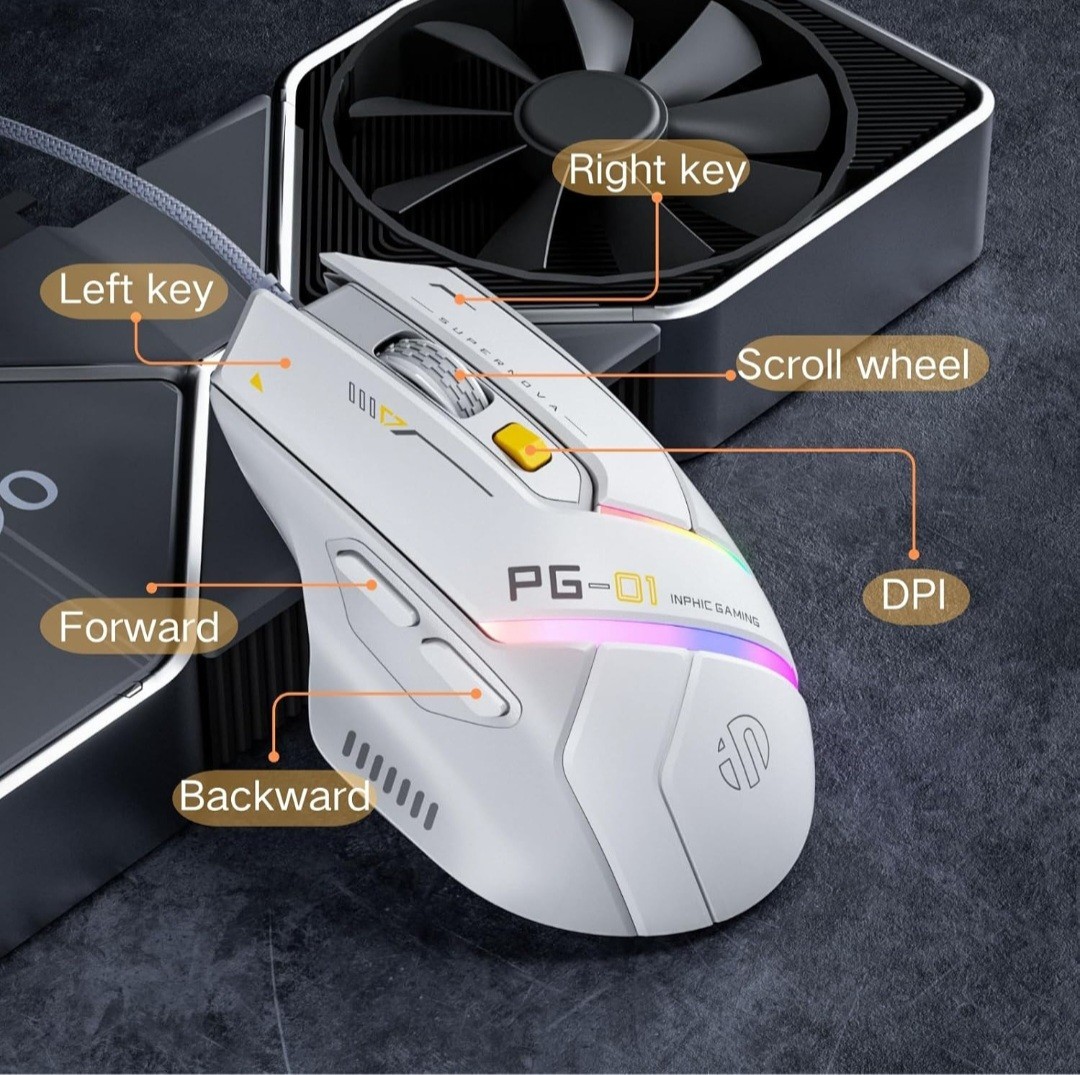 1 Pack Lightweight Gaming Wired Mouse White