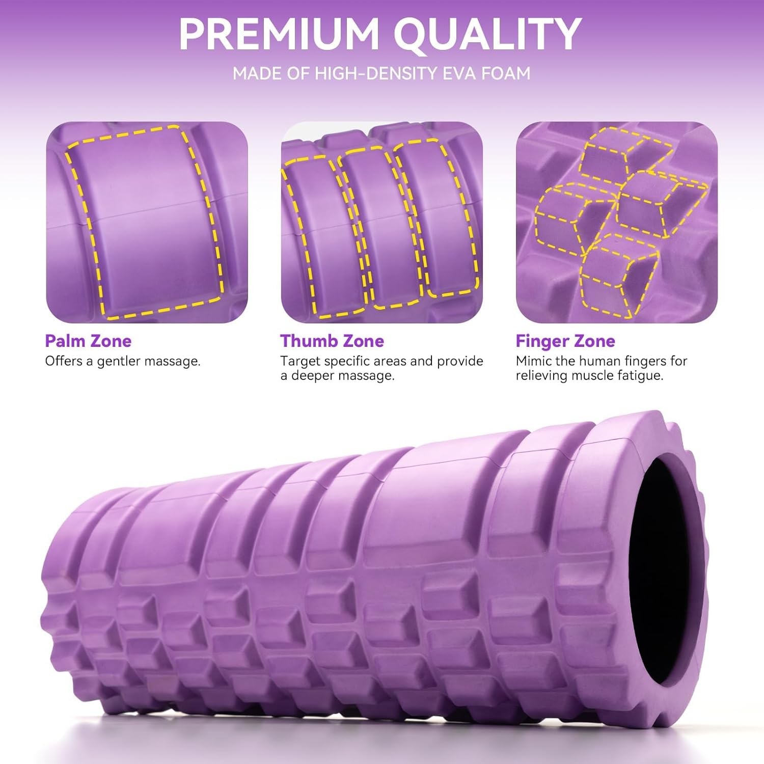 Krightlink13inchHighDensityFoamRollerPatentedMuscleMassagerBackRelaxPurple