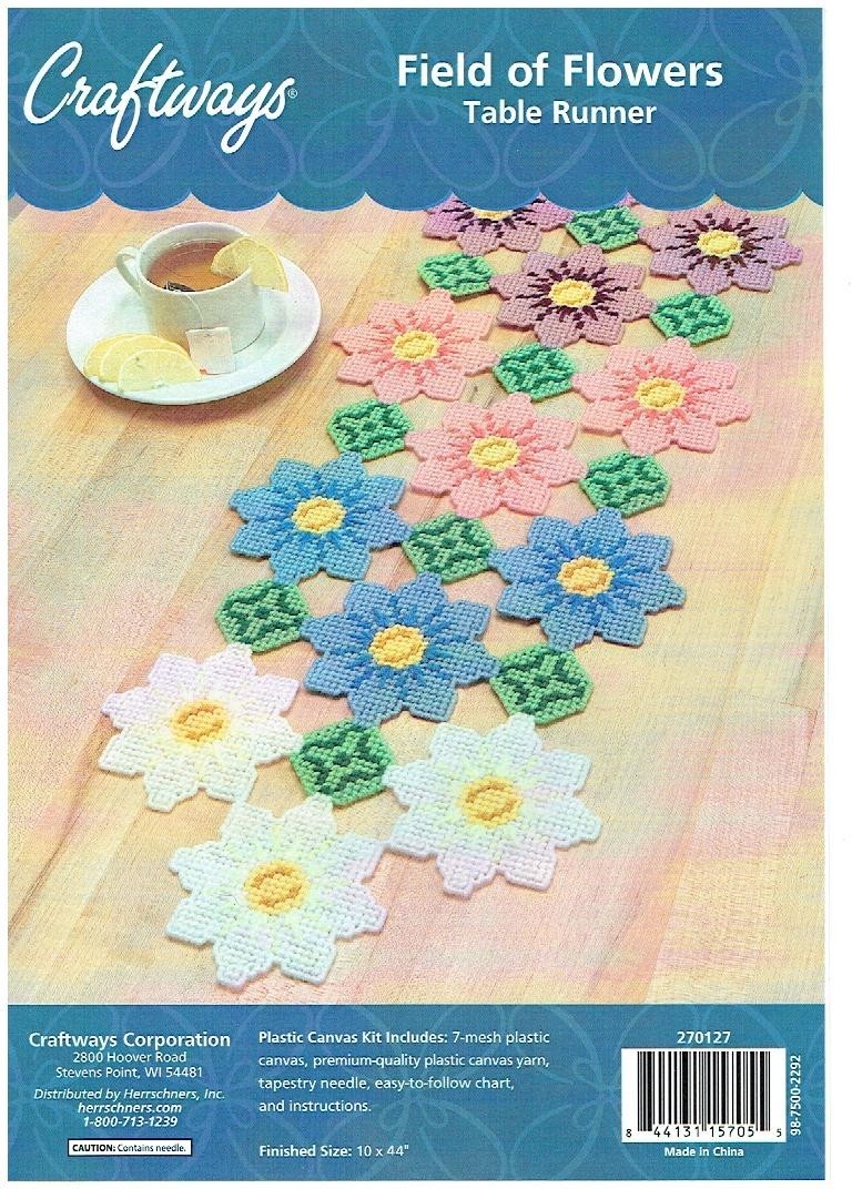 FIELD OF FLOWERS TABLE MAT  7ct plastic canvas  PATTERN  (#TF0283)