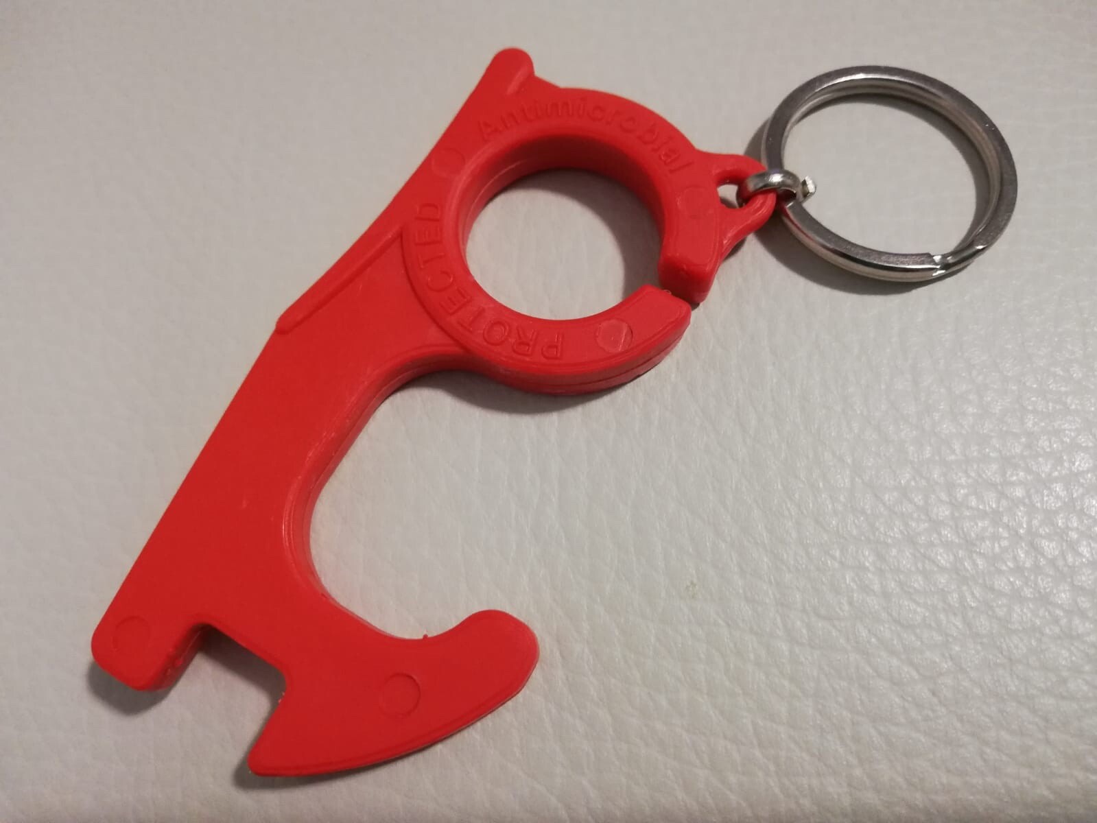 Germ Virus Free NO TOUCH Hands-Free Door Opener Key Chains ABS W/RING  (RED)