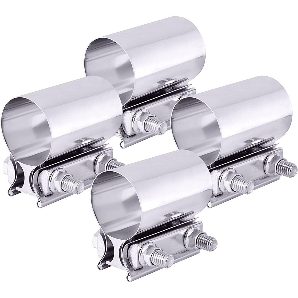 4Pcs 2.5 Inch Butt Joint Band Exhaust Clamp Sleeve Coupler T304 Stainless Steel