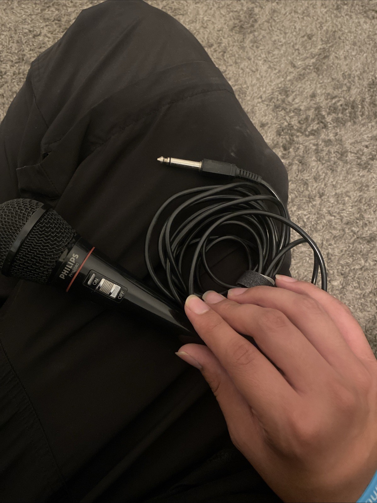 Philips PH62080 Dynamic Cable Microphone  W On Off - Used Tested-works