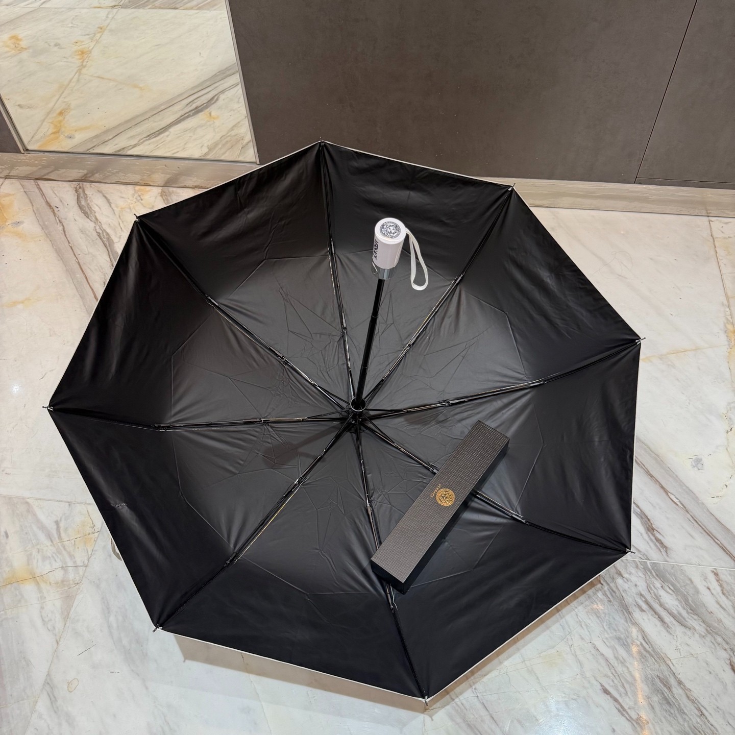 Versace gold square flower Pattern Umbrella Automatic 3-Fold Sun Rain Parasol
