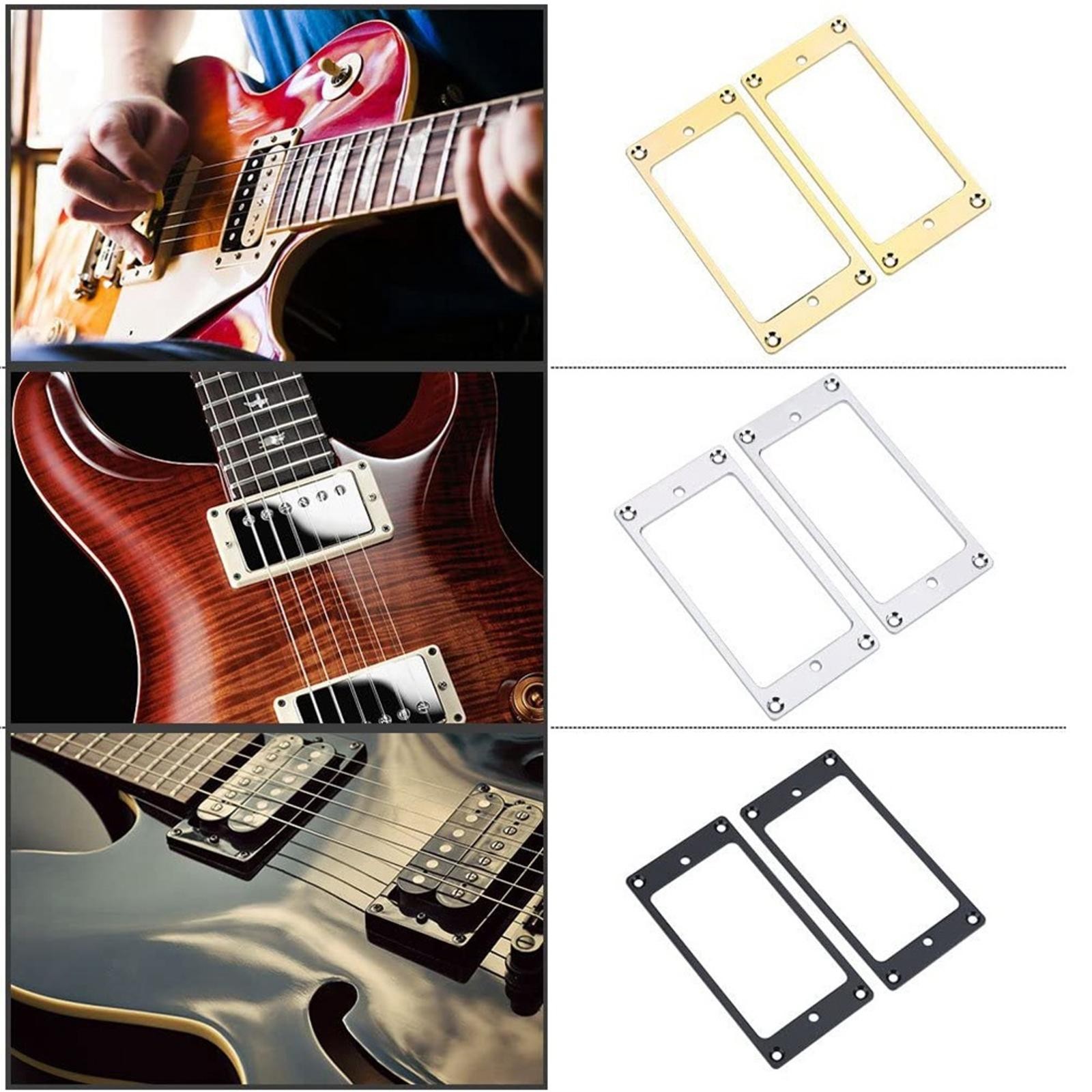 2* Silver Iron Humbucker Pickup Mounting Ring Frame Bridge Neck Flat Parts