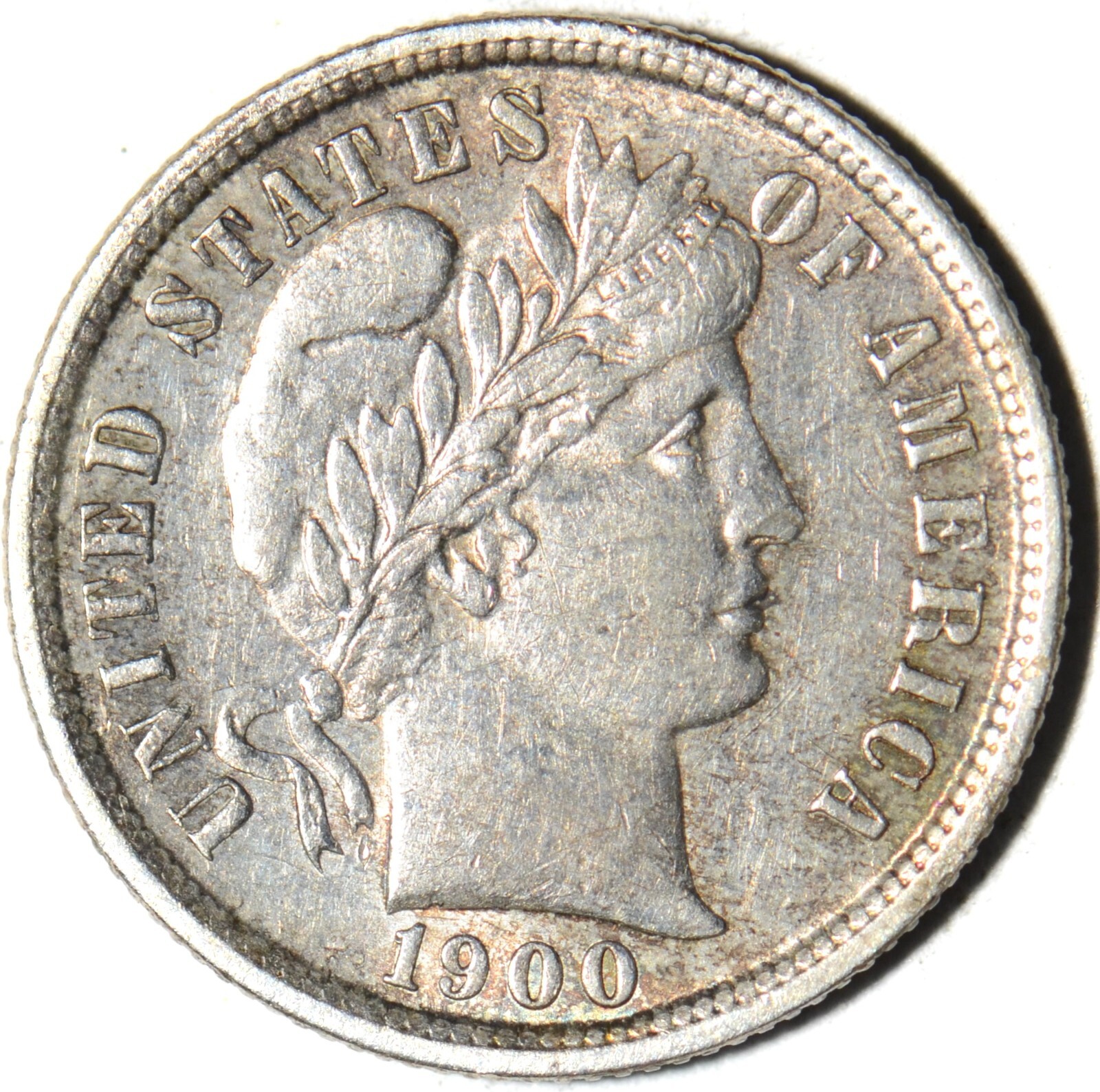 1900-S Barber Dime  - AU Details - Cleaned