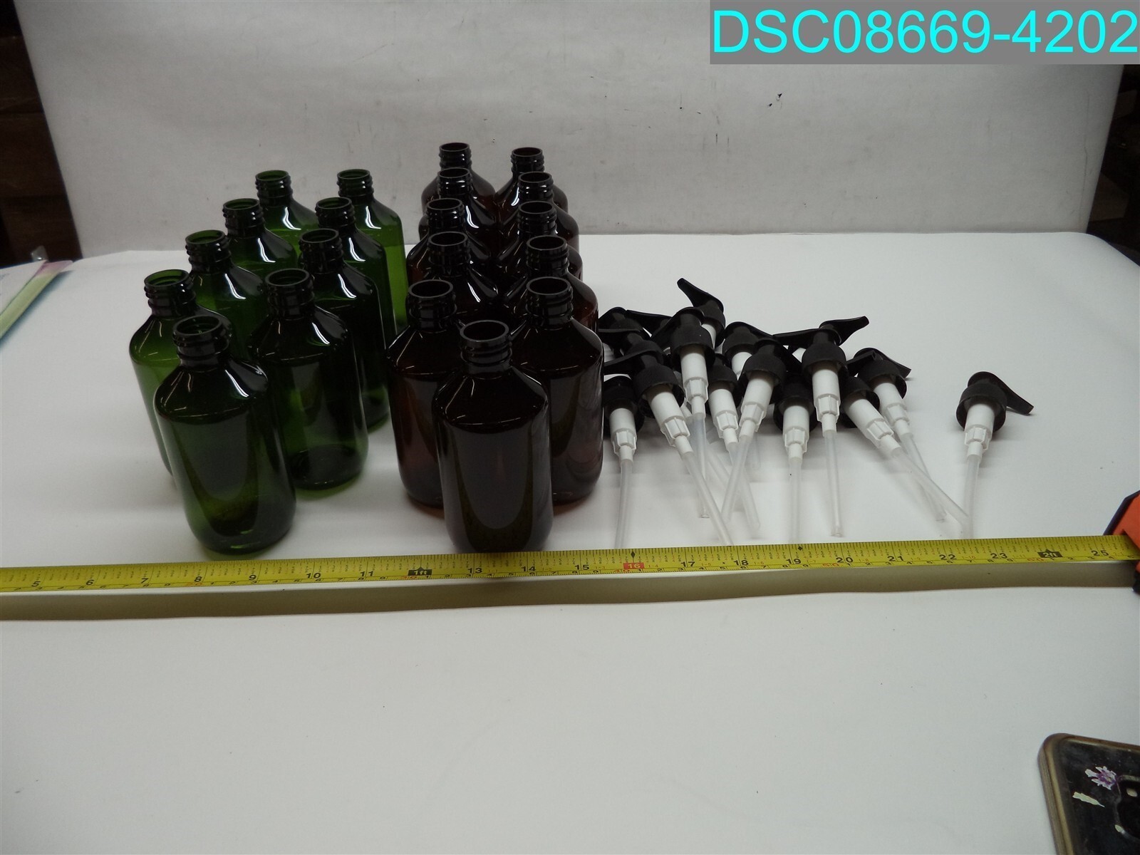 QTY=20: Brown & Green Plastic Pump Bottles Dispenser Refillable Containers