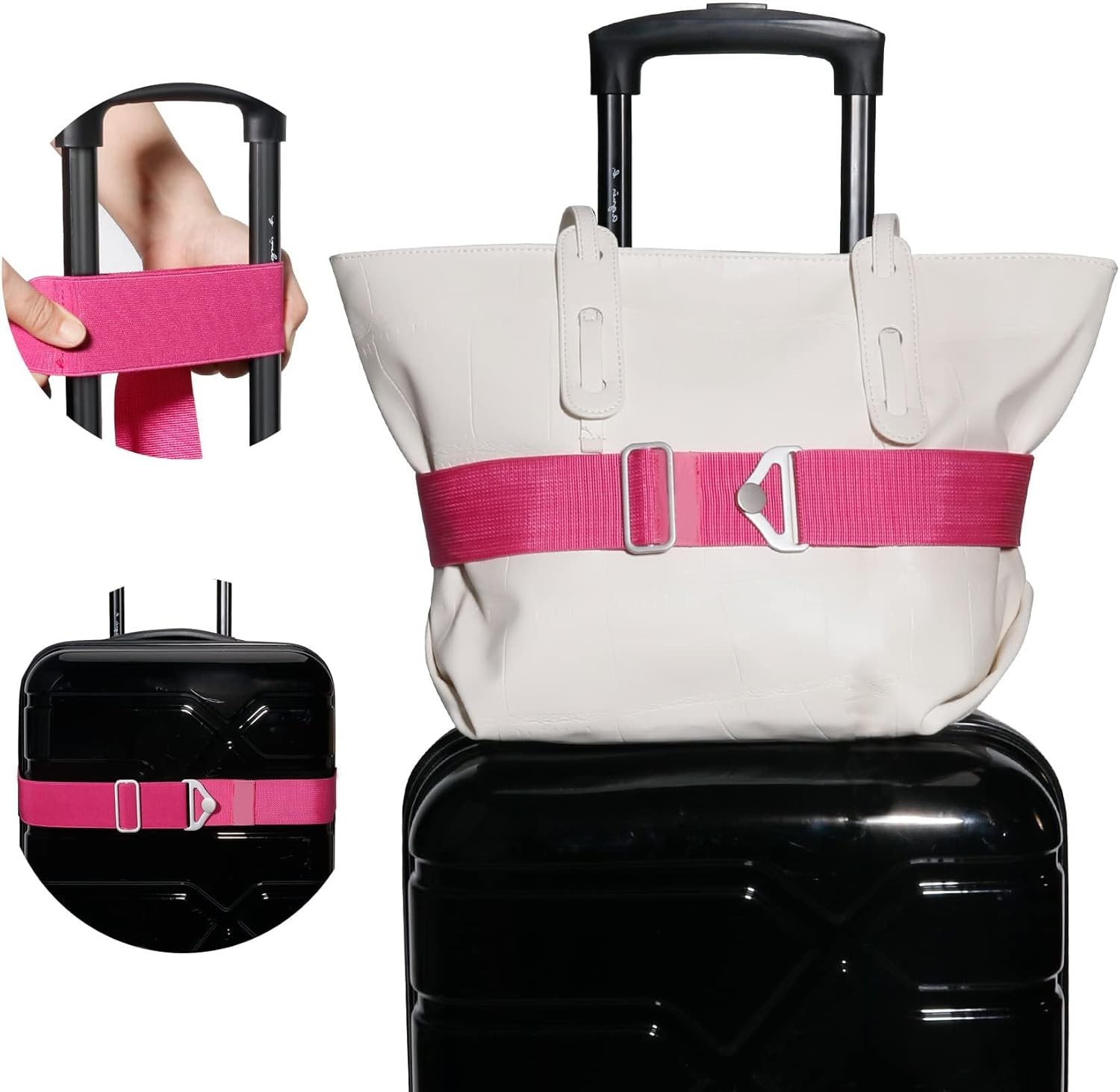 TOOVREN 2-in-1 Luggage Strap | Add-a-Bag Travel Bungee Belt for Suitcase