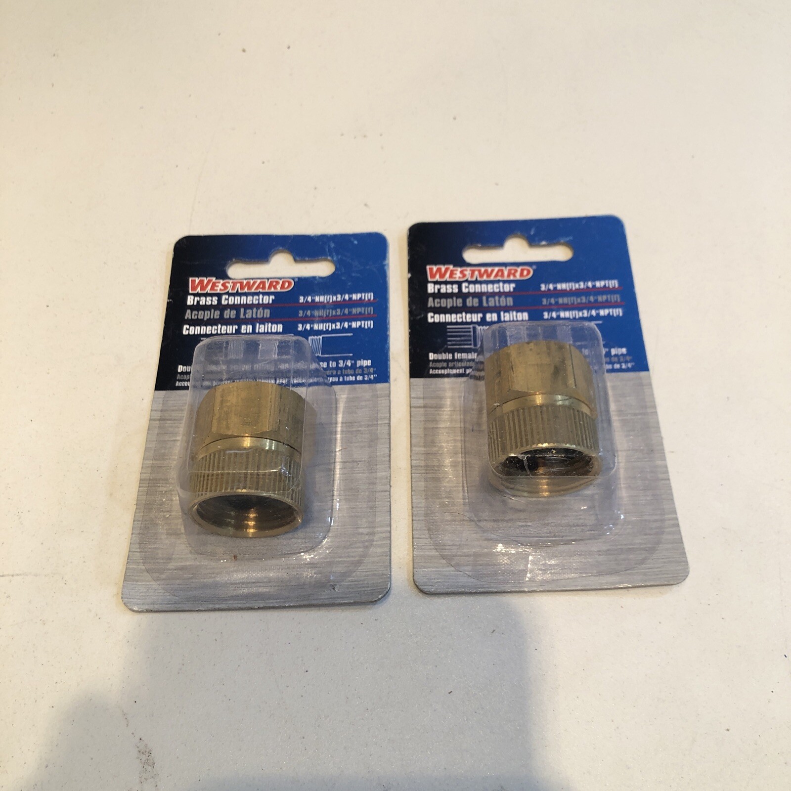 Westward Brass Double Female Swivel Fitting Connects Hose To 3/4” Pipe 2-Pack