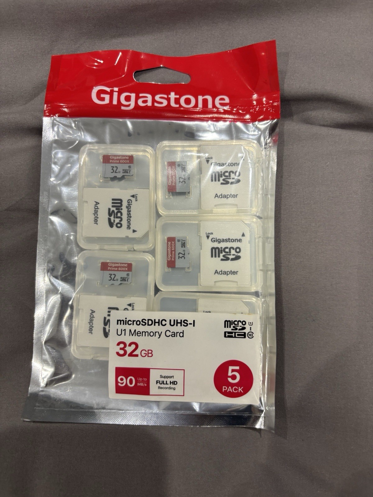 GIGASTONE 32GB Camera Plus Micro SD Card 5-Pack, with SD Adapter