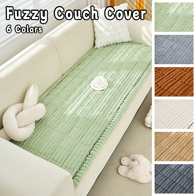 Pet-Friendly Fuzzy Sofa Cover Winter Warm Soft Covers Anti Slip Couch Case NEW