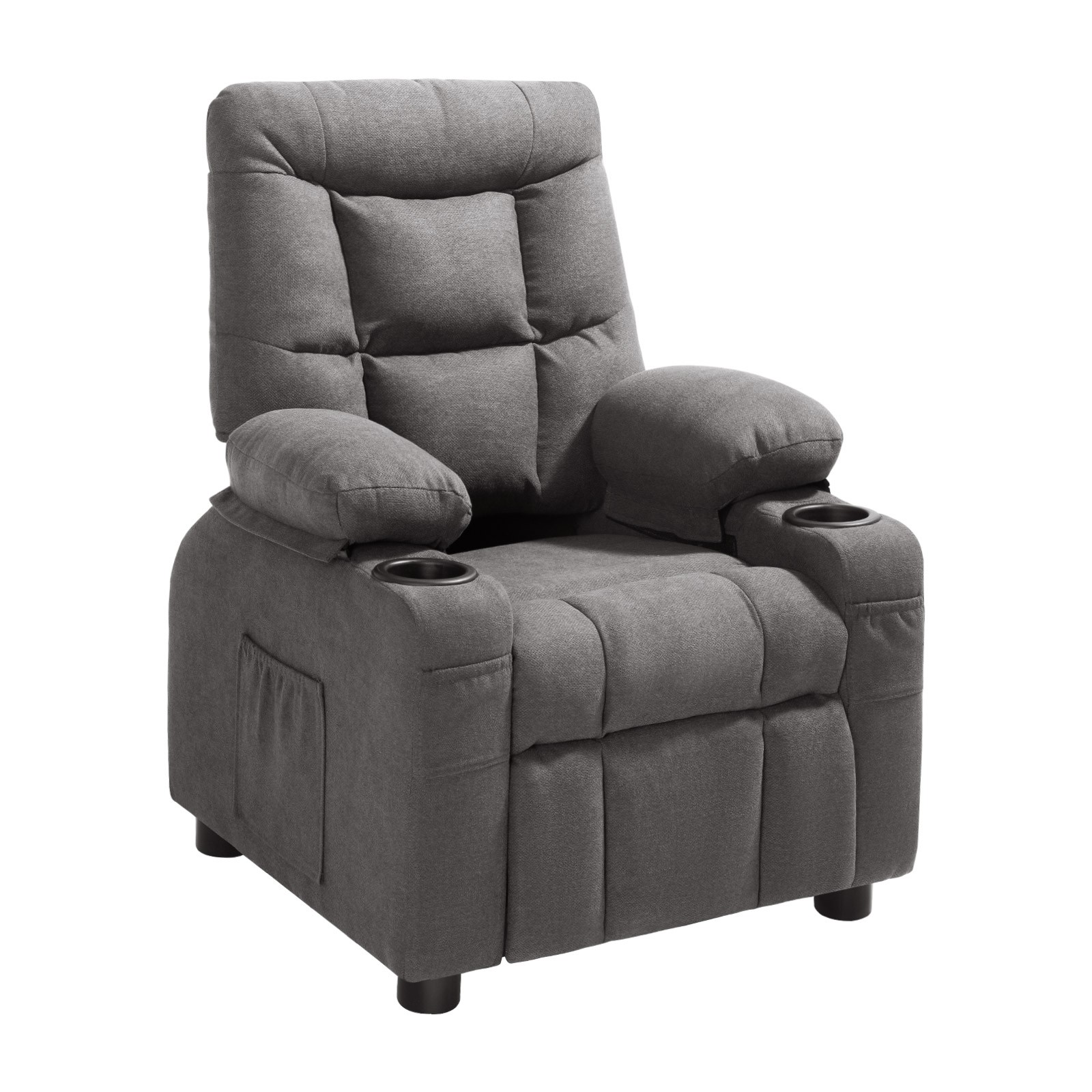 Uimoso Kids Reclining Chair Toddler Recliner with Cup Holders & Pockets (Grey)