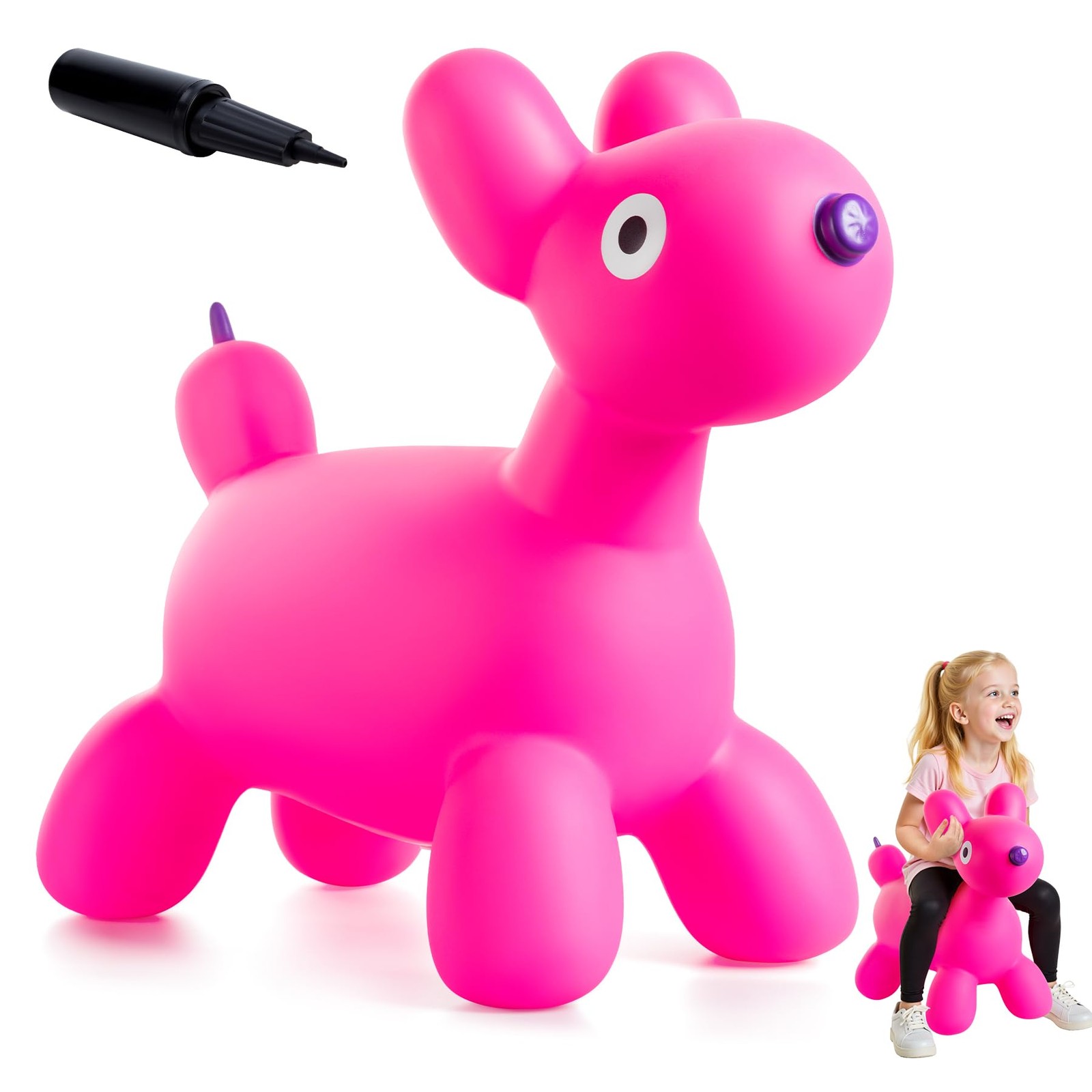 EVERICH TOY Bouncy Horse Hopper, Toddler Balloon Dog Jumping Animal Ride-On Toy