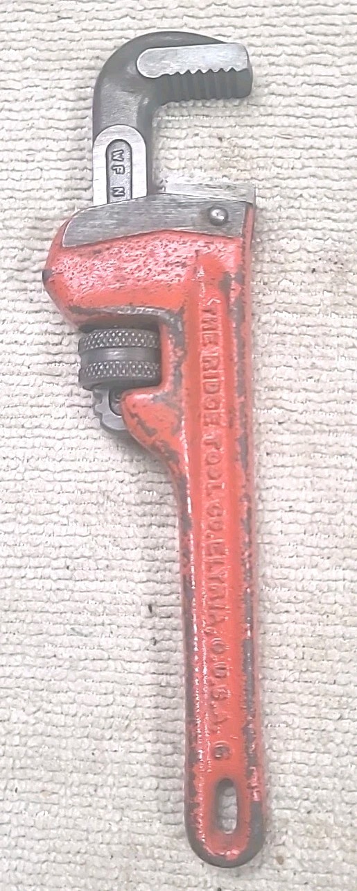 Vintage Ridgid Heavy Duty 6” Pipe Wrench Elyria Ohio USA Made Tool.