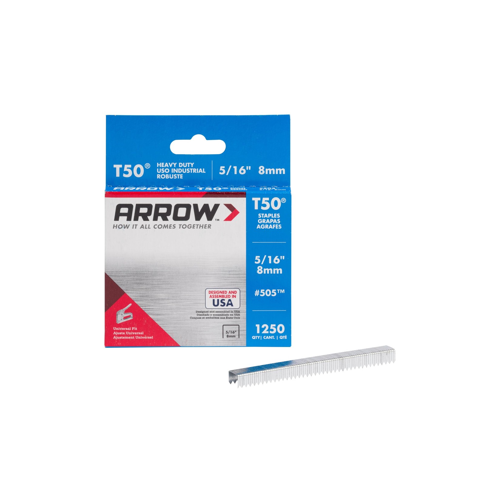 Arrow 505 Heavy Duty T50 5/16-Inch Leg Length, 3/8-Inch Crown, Staples for Up...