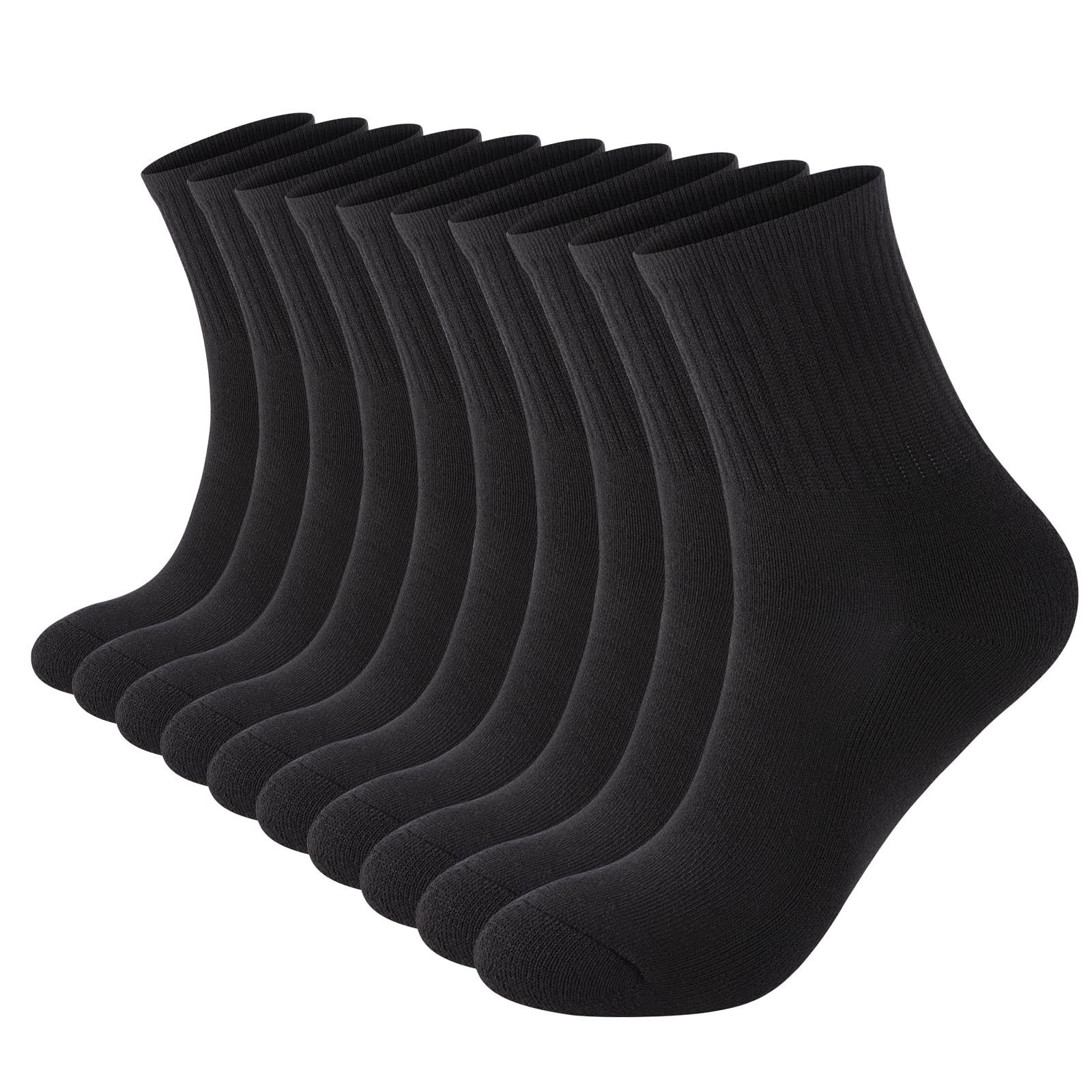 Womens 100% Cotton Cushioned Ankle Socks, Medium-Large, 6