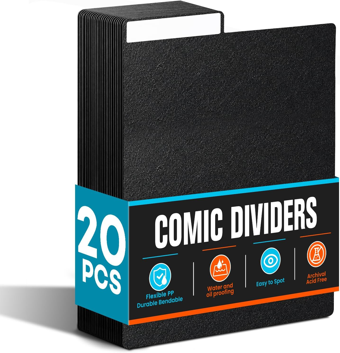 Soft Lightweight Black Comic Dividers - 20 Pack Soft Lightweight Polyethylene Pl