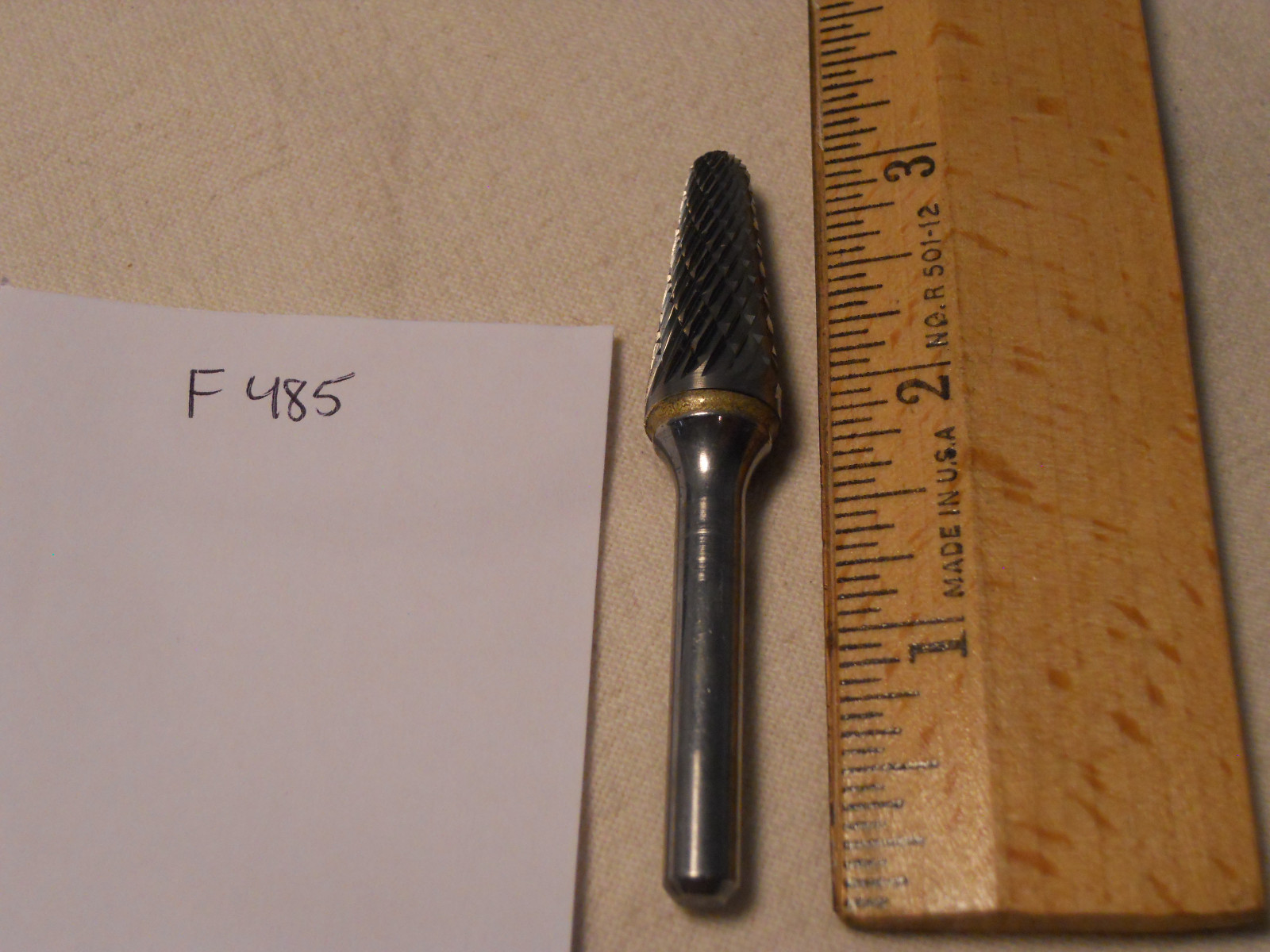 NEW FALCON / SGS 1/4" SHANK CARBIDE BURR. SL-4 DOUBLE CUT. 14°. CONE. USA -F485-