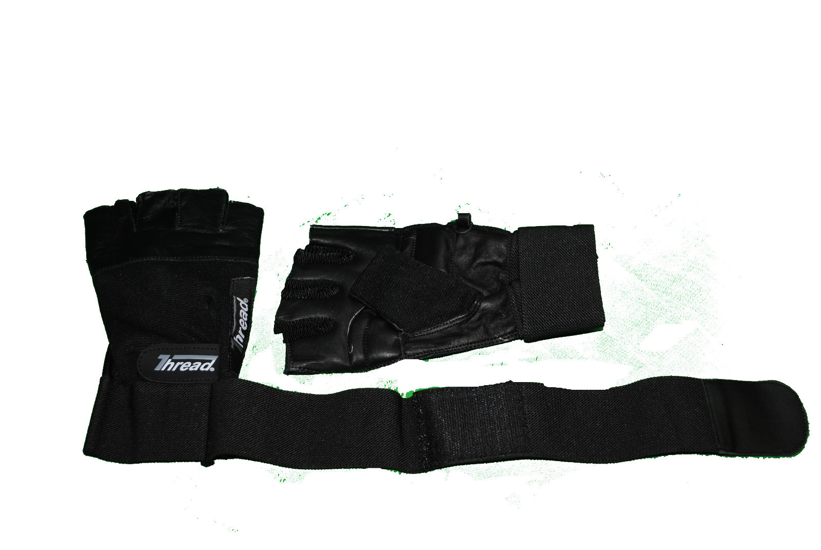 HEAVYLIFT, WORKOUT COW LEATHER GLOVES,WITH EXTRA WRIST STRAP "THREAD(R) BRAND