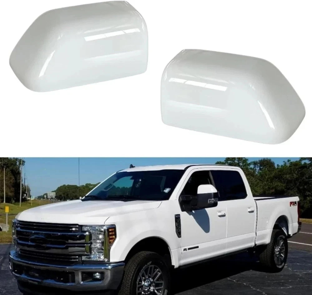 Oxford White Mirror Cover Caps for 2008-2024 Ford F250 F350 F450, Super Duty Tow