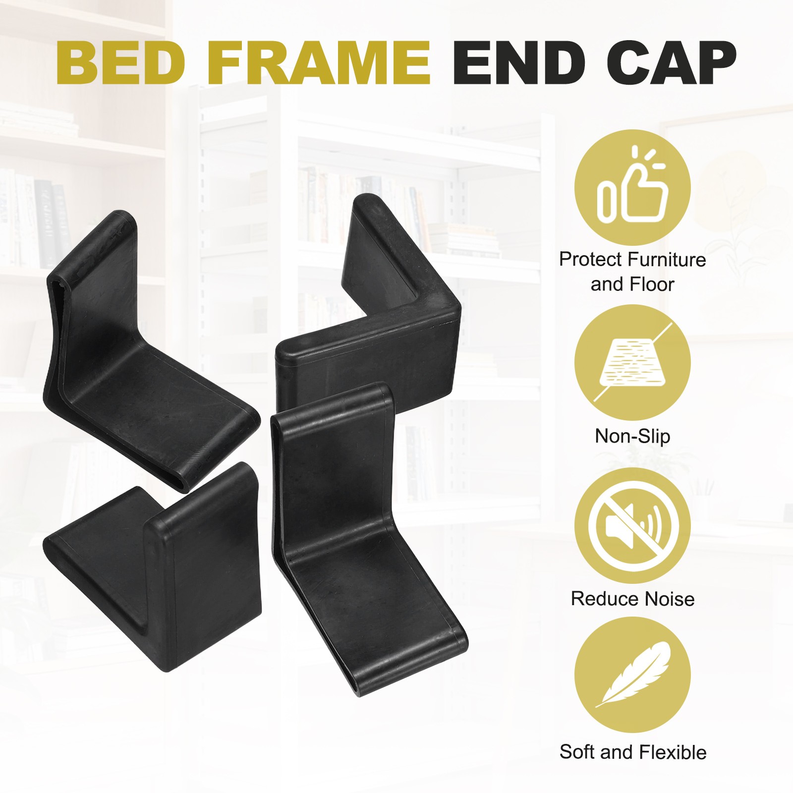 4Pcs 2" Bed Frame End Cap, Angle Iron Foot Pad Leg Protector, Black