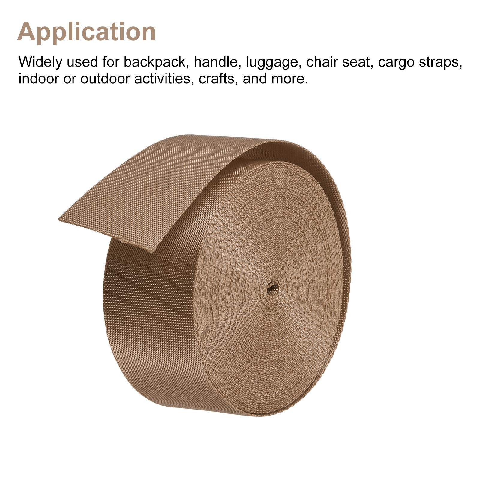 Flat Nylon Webbing Strap 1.5 Inch 10 Yards Light Brown for Backpack