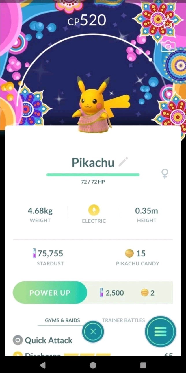 Shiny Pikachu ( Saree ) ( Special BG ) Pokémon Trading Go